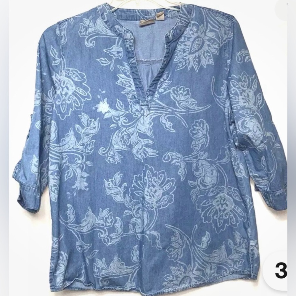 Chico's Blue Floral Blouse